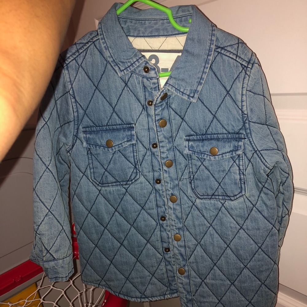 Button down blue jean style boys toddler shirt